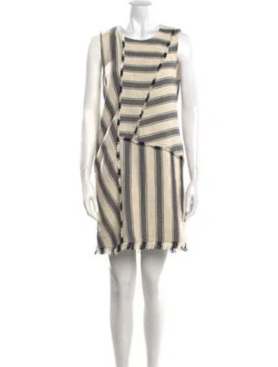 Pre-owned Tess Giberson Striped Mini Dress In Neutral