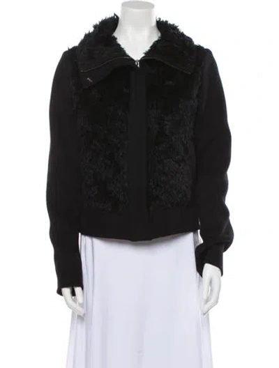 Pre-owned Tess Giberson Wool Faux Fur Jacket In Black