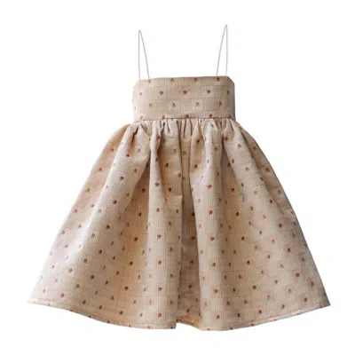 Tessa Fay Women's Gold / Neutrals / Rose Gold Metallic Rose Puff Dress In Gold/rose Gold