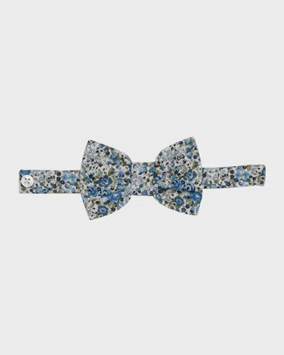 Tessa James Kids' Boy's Floral-print Bow Tie In Blue