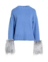 Tessa . Woman Sweater Azure Size L Mohair Wool, Wool, Polyester In Blue