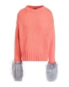 Tessa . Woman Sweater Salmon Pink Size L Mohair Wool, Wool, Polyester