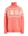 Tessa . Woman Turtleneck Salmon Pink Size L Mohair Wool, Wool, Polyester In Pink