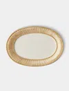 Tessalume Ceramiche Wicker Hand-painted Ceramic Oval Platter In Multi