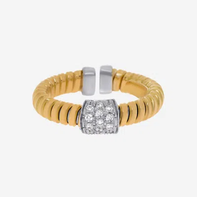 Tessitore Tubogas 18k Yellow Gold, Diamond Band Ring 106049 In Silver