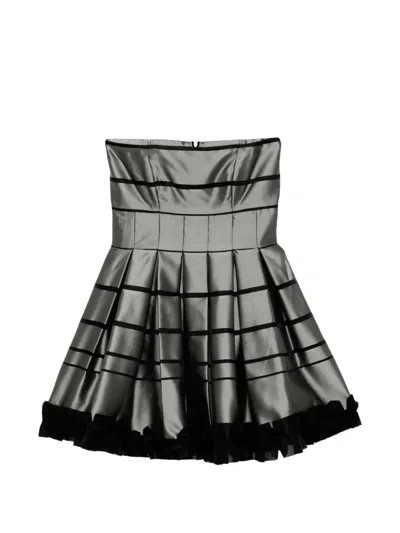 Tessitura Babydoll Pleated Mini Dress In Gray