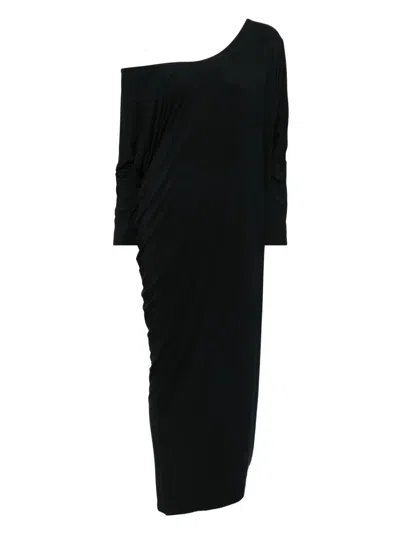 Tessitura Body Couture Asymmetric Long Dress In Black