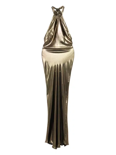 Tessitura Body Couture Evening Dress In Gold