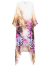 Tessitura Body Couture Floral-print Dress In Neutrals