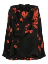 Tessitura Body Couture Floral-print Top In Black