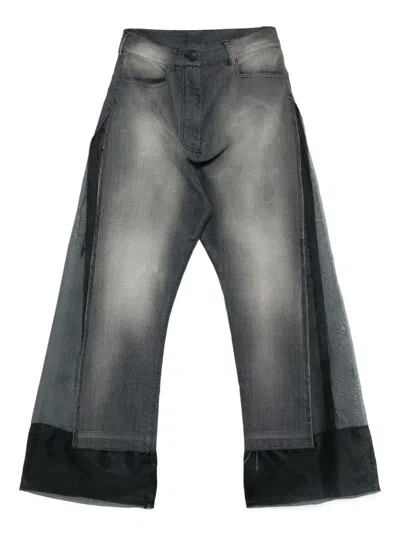 Tessitura Body Couture Lace Patch Jeans In Black
