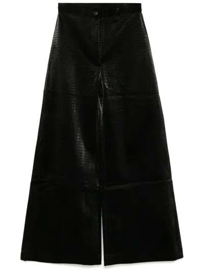 Tessitura Body Couture Large Croc Pants In Black