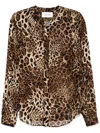 Tessitura Body Couture Leopard Mandarin Shirt In Brown