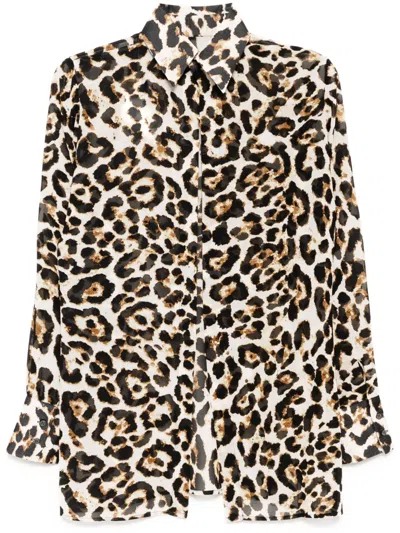 Tessitura Body Couture Leopard Shirt In Brown