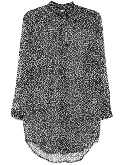 Tessitura Body Couture Leopard Shirt In Grey