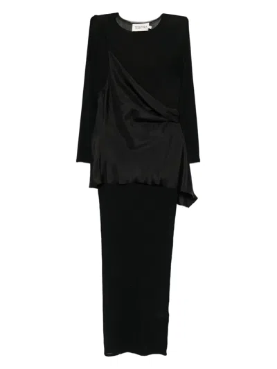 Tessitura Body Couture Long-sleeve Dress In Black