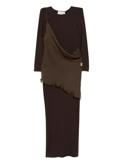 Tessitura Body Couture Long Sleeves Dress In Brown