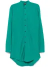 Tessitura Body Couture Mandarin Long Shirt In Green