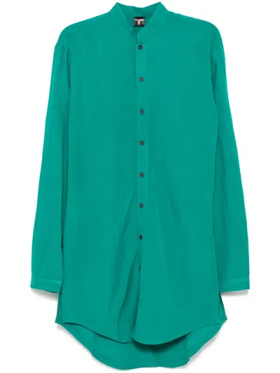 Tessitura Body Couture Mandarin Long Shirt In Green