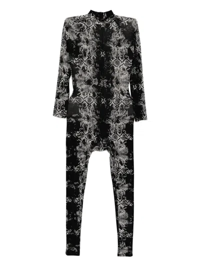 Tessitura Body Couture Printed Jumpsuit In Black