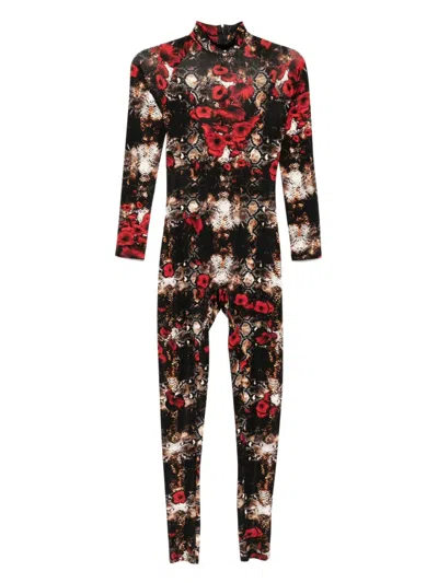 Tessitura Body Couture Printed Jumpsuit In Red