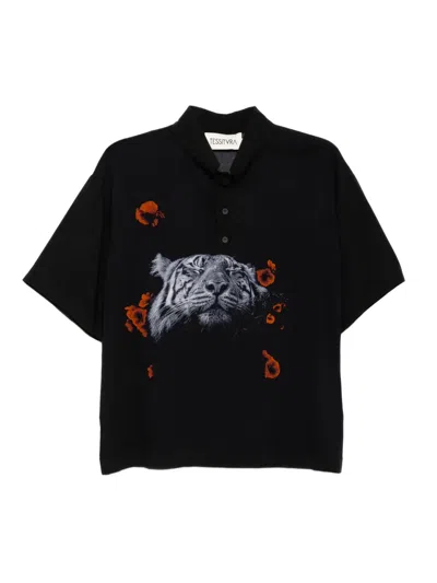 Tessitura Body Couture Printed T-shirt In Black