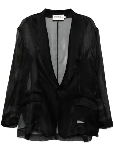 Tessitura Body Couture Silk Blazer In Black