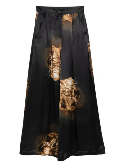 Tessitura Body Couture Silk Column Trousers In Black