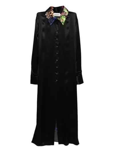 Tessitura Body Couture Silk Dress In Black