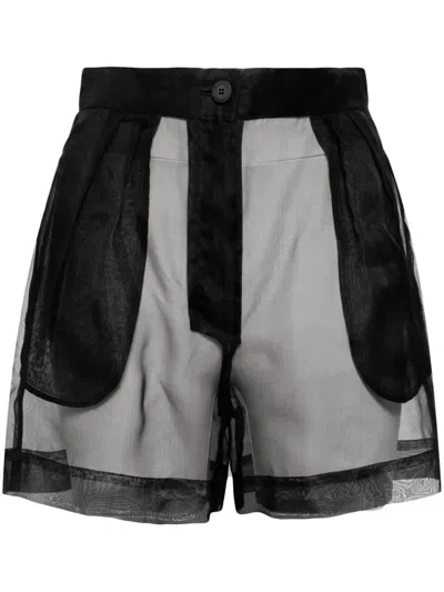 Tessitura Body Couture Silk Shorts In Black