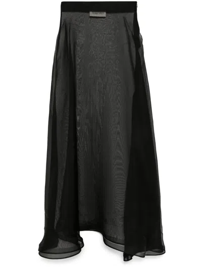 Tessitura Body Couture Silk Skirt In Black