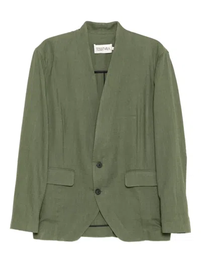 Tessitura Body Couture Single-breasted Blazer In Green