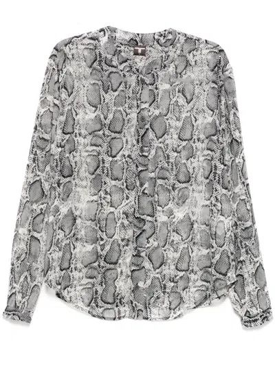 Tessitura Body Couture Snake Mandarin Shirt In Grey
