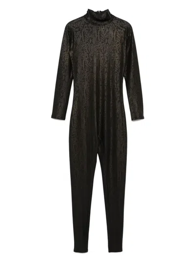 Tessitura Body Couture Snake Print Jumpsuit In Black