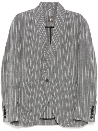 Tessitura Body Couture Stripes Blazer In Grey