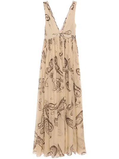 Tessitura Body Couture V-neck Dress In Brown