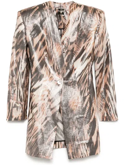 Tessitura Body Couture Zerba-print Blazer In Orange