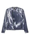 Tessitura Body Couture Zipped Biker Jacket In Blue
