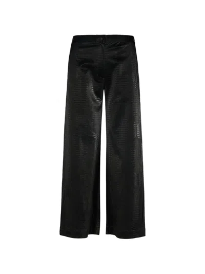 Tessitura Croc Leather Trousers In Black