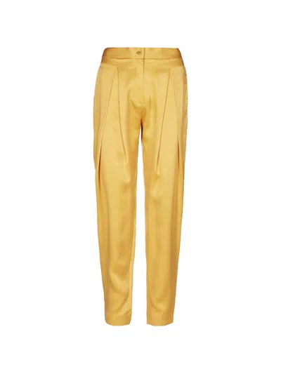 Tessitura Cupro Love Tapered Trousers In Yellow