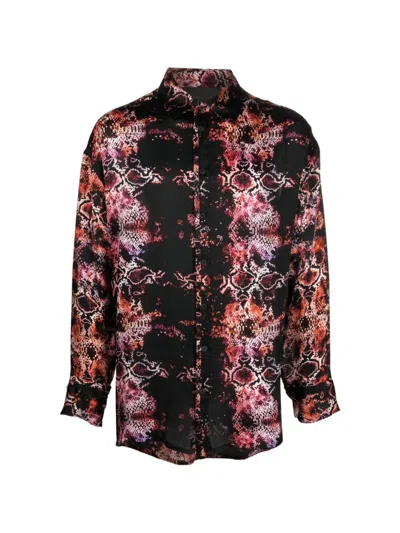 Tessitura Digital Snake-print Silk Shirt In Multi