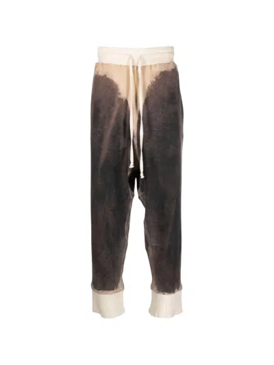 Tessitura Distressed Drop-crotch Trousers In Brown