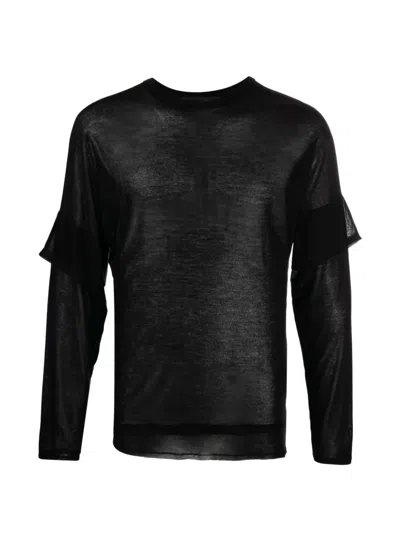 Tessitura Double-layered T-shirt In Black