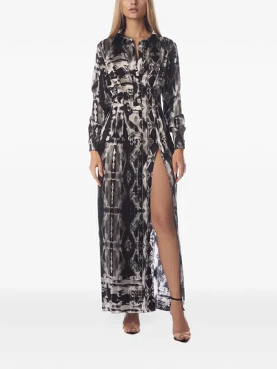 Tessitura Faces Silk Maxi Dress In Black