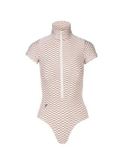 Tessitura High-neck Short-sleeve Bodysuit In Neutrals