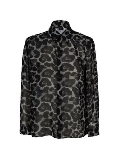Tessitura Leopard-print Shirt In Black