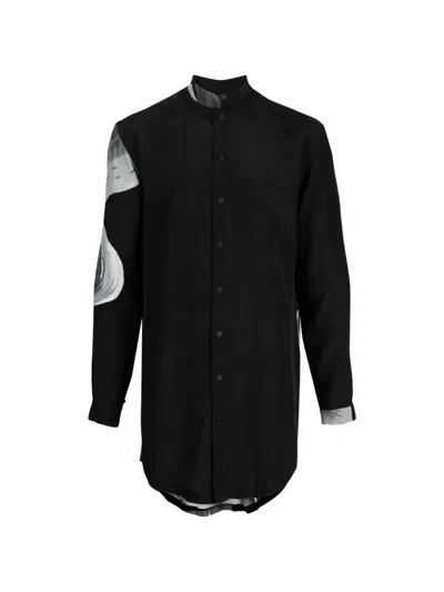 Tessitura Mandarin-collar Shirt In Black