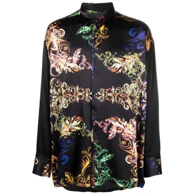 Tessitura Men's Black Baroque Motifs Silk Shirt In Multi