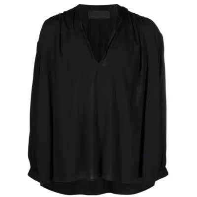 Tessitura Men's Black Folds Oversized Shirt