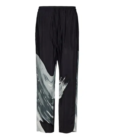Tessitura Men's Black / Grey Light Viscose Monochrome Print Trousers In Multi
